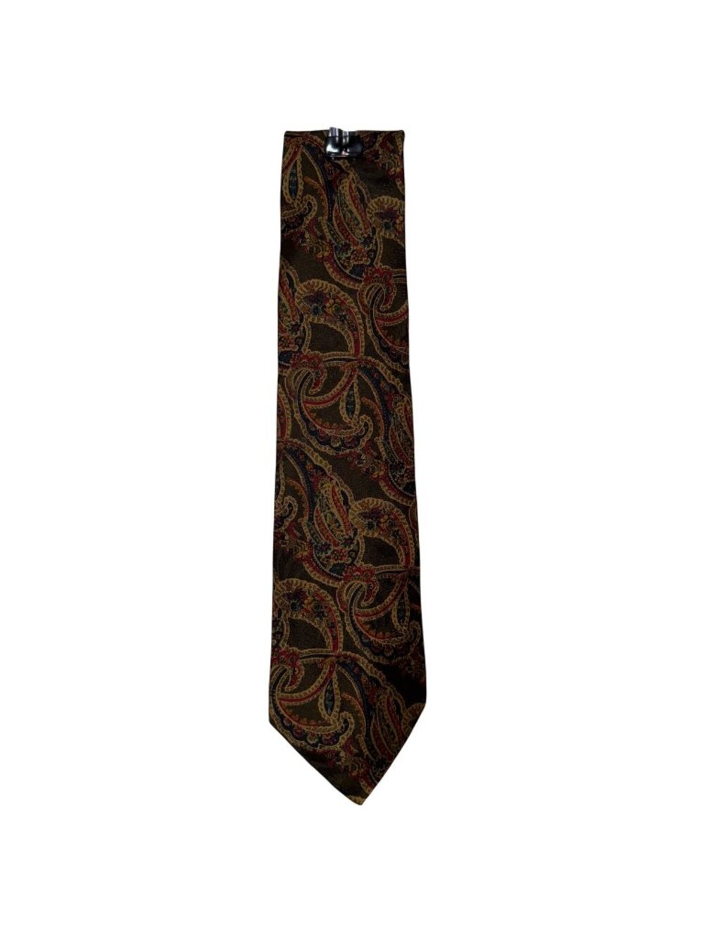 Villa Bugatti 100% Silk Paisley Tie Brown & Gold